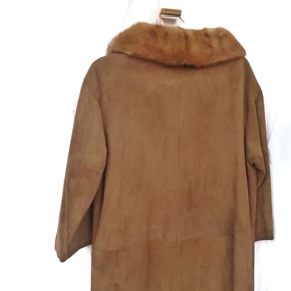 60s Handmade Suede & Fur Swing Coat | Caramel Latte MCM Vintage, Italian Dream - Picture 11 of 13